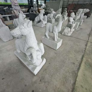 宜春芝麻白雕刻 十二生肖 异形雕刻
